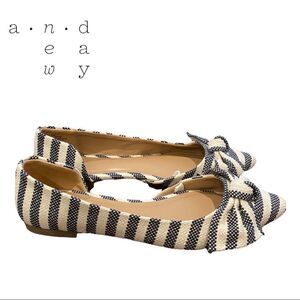 A New Day Women's Striped Canvas Knotted Bow Slip On Flats 7.5